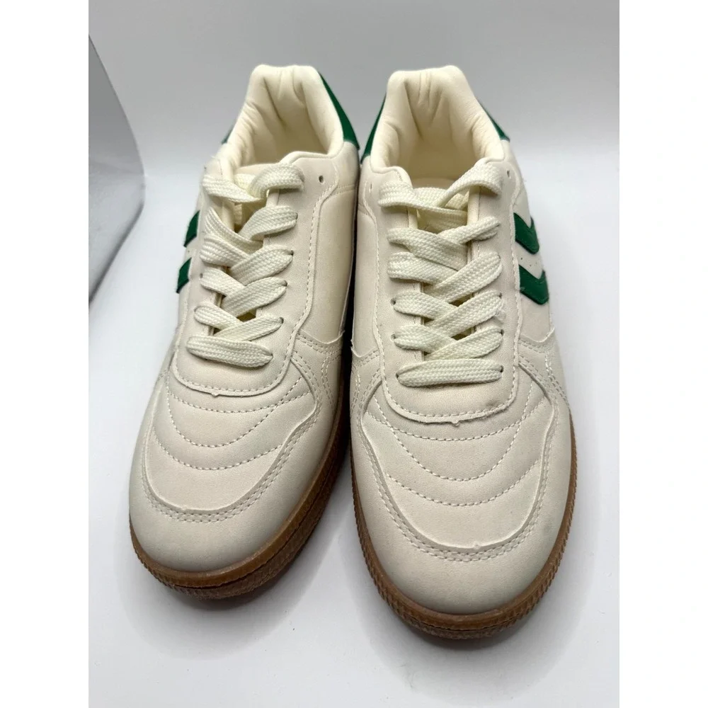 Nicole Miller Nikie‎ Mens 7 Sneaker Cloud White Green Gum Leather Casual Shoes
